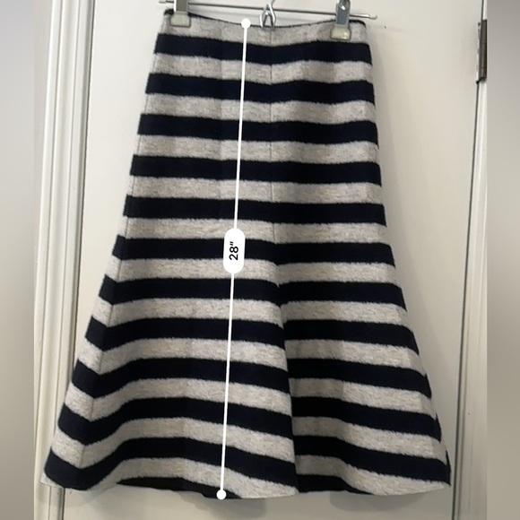 Nicholas Women’s Wool Striped Flare Skirt Navy & Cream US 2 - Picture 11 of 14